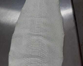 Real Pearl White Borneo Python Back Cut Leather Hide | Bleached Finish, Premium Tanned Exotic Leather for Luxury Leathercraft