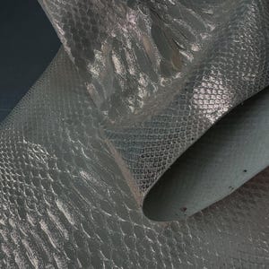 Real Black Borneo Python Back Cut Leather Hide | Foiled Finish, Premium Tanned Exotic Leather for Luxury Leathercraft