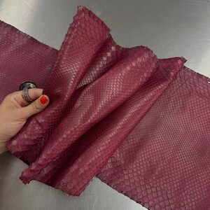 Real Dusty Rose Doff Reticulated Python Belly Cut Leather Hide | Bleached Finish, Premium Tanned Exotic Leather for Luxury Leathercraft