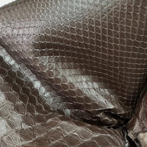 Real Espresso Brown Reticulated Python Belly Cut Leather Hide | Bleached Finish, Premium Tanned Exotic Leather for Luxury Leathercraft