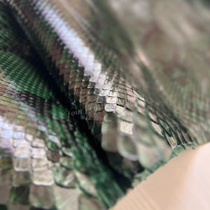 Dark Green Python Leather for Handcrafting, Real Exotic Leather Ideal for Shoemakers