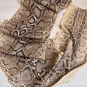 Real Burmese Python Leather, Dark Brown Exotic Leather for Handcrafting