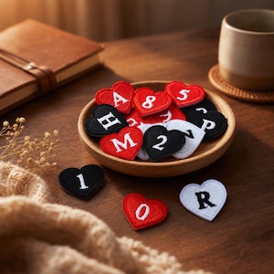 Parche bordado con letra de corazón mini: aplique inicial suave para manualidades, decoración de ropa, bolsos y accesorios.