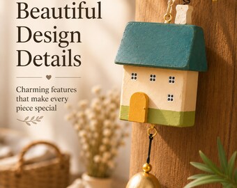 Houten Huis Windgong Rustiek Opknoping Deurbel Huisje Home Decor Hal Bel Housewarming Cadeau Tuin Raam Decor