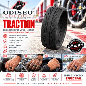 Treadband “Traction” Men's Silicone Motorsport Ring Wedding Band, Car Enthusiast Gift
