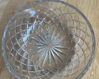 Vintage Cut Crystal Bowl – Diamond Starburst Serving Dish, Centerpiece