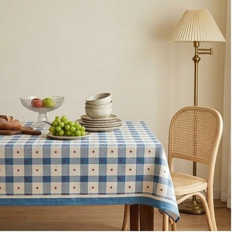 Rectangular Polyester Tablecloth Waterproof Stain Resistant Vintage Geometric Print Multiple Sizes for Daily Dining Moments D