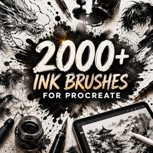2000+ Procreate Ink Brushes | Line Art, Splatter, Calligraphy (Digital Download)