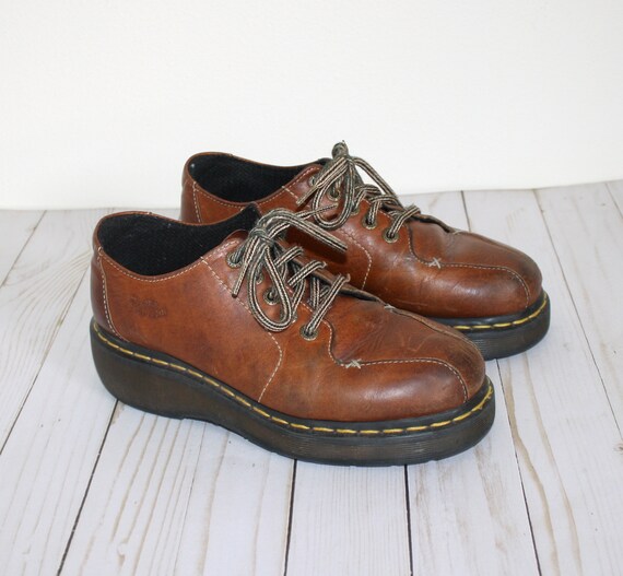 leather Women/'s size 8.5 in dark brown lug sole wingtip spectator oxfords 1990/'s heavy