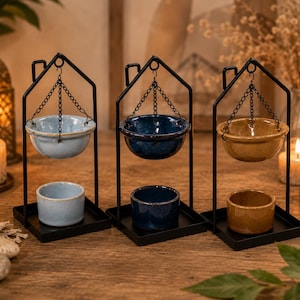 Bruciatore di oli essenziali in ceramica da appendere | Diffusore di oli essenziali | Bruciatore di cera profumata | Decorazione zen | Regalo benessere