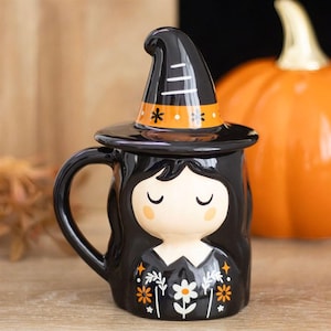 Häxmugg med hattlock – Häxmugg 350 ml – Halloweenmugg – Häxpresent – ​​Höstdekoration
