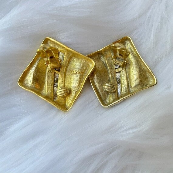 Vintage Erwin Pearl Earrings Big Gold Runway 80’s… - image 5