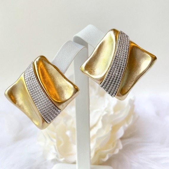 Vintage Erwin Pearl Earrings Big Gold Runway 80’s… - image 1