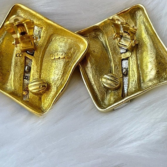 Vintage Erwin Pearl Earrings Big Gold Runway 80’s… - image 4