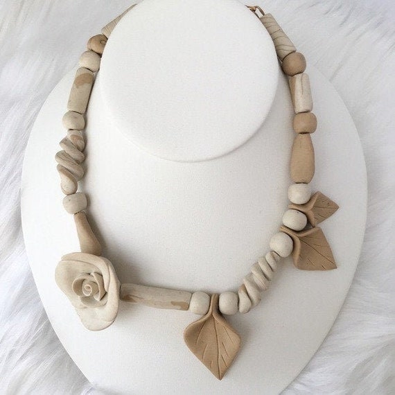 Vintage Tropical Flower Statement Necklace 1950's