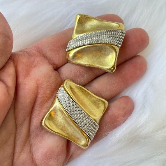 Vintage Erwin Pearl Earrings Big Gold Runway 80’s… - image 6