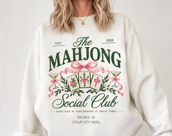 Personalized Mahjong Social Club Sweatshirt, Custom City and Year Crewneck