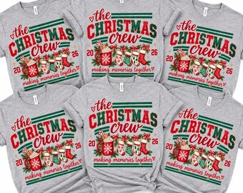 カスタムファミリークリスマスシャツ、クリスマスお揃いシャツ、お揃いのクリスマスクルーTシャツ、パーソナライズされた年間ホリデーファミリーシャツ、400667