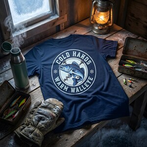 Winter Angler Walleye Ice Fishing T-Shirt: Retro Cold Weather Fisherman Tee