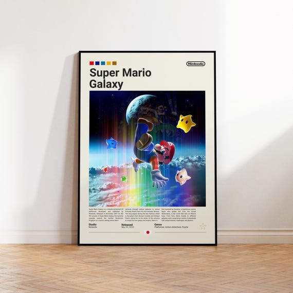 Super Mario Galaxy Poster, Gaming Room Poster, Gaming Wall Poster, Gaming Print Poster, Game Gift, Video Games Poster, Gaming Art Wall Decor