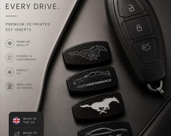 Custom Key Fob Insert for Ford 3 Button Keys | Mustang ST RS GT Badge | Fits Mustang Mach-E Focus Fiesta Kuga Puma Accessories | Set of 2