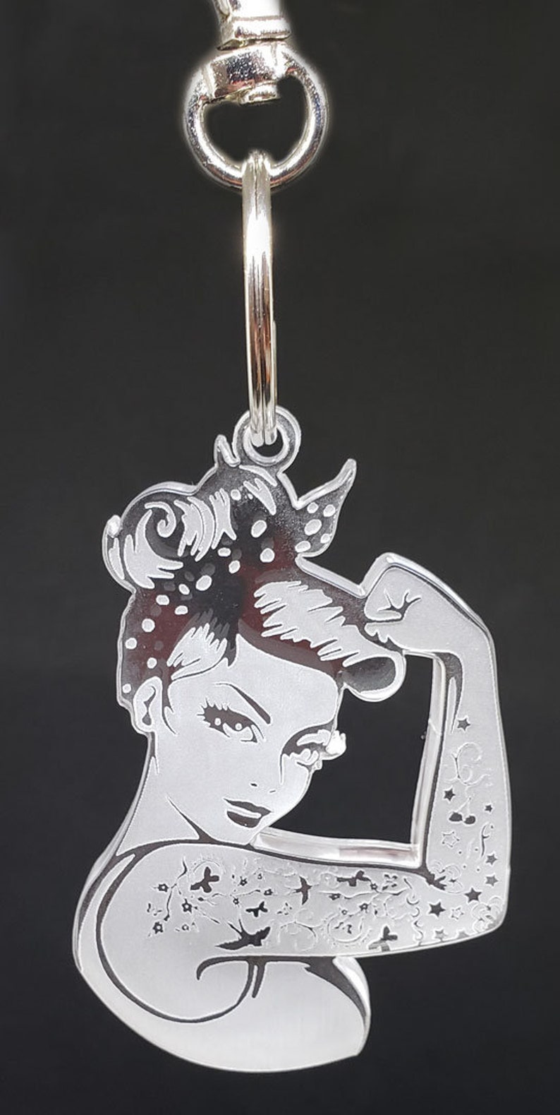 Tattoo Pinup Rosie The Riveter Acrylic Keychain Etsy