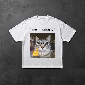 Camiseta divertida de gato, camiseta con meme de gato, camiseta de gato "Ehm Actually", camiseta para nerds, camiseta con meme divertido, camiseta con meme de internet, regalo para amantes de los gatos