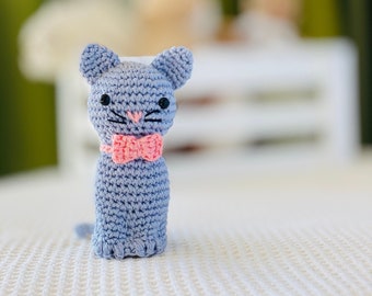 Little Crochet Amigurumi Grey Cat - Ethical - Handmade Gift - Cat Lovers Gift