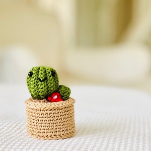 Crochet Mini Cactus in Pot: Handmade Cotton Amigurumi Gift