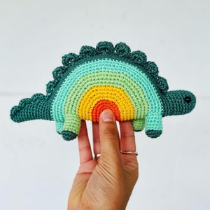 Stegosaurus Soft Toy - Unique Handmade Rainbow Dinosaur - Crochet Dinosaur