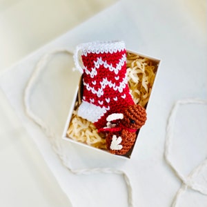 Mini Kiwi in Christmas Stocking - Cute Handmade Crochet Toy - Ornament - Crochet Kiwi - Kiwiana Gifts - New Zealand Souvenirs
