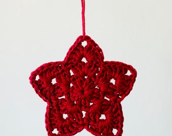 Crochet Star Set Christmas Tree Decoration - Set of 3 - Vintage Christmas - Christmas Decor - White Cotton - Handmade