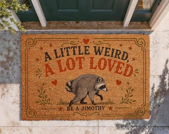 Jimothy Raccoon Doormat, Viral Trash Panda Welcome Mat, Woodland Coir Entrance Rug
