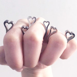 Double Heart Ring, 2 heart ring, Two Heart Ring, Adjustable Double Open Heart