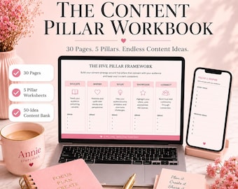Content Pillar Workbook | 30-Page Content Strategy Planner for Social Media, Digital Download