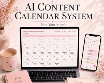 AI Content Calendar System | Canva, Google Sheets Planner (Digital Download)