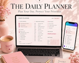 Daily Planner Canva Template | Editable, Fillable, Printable