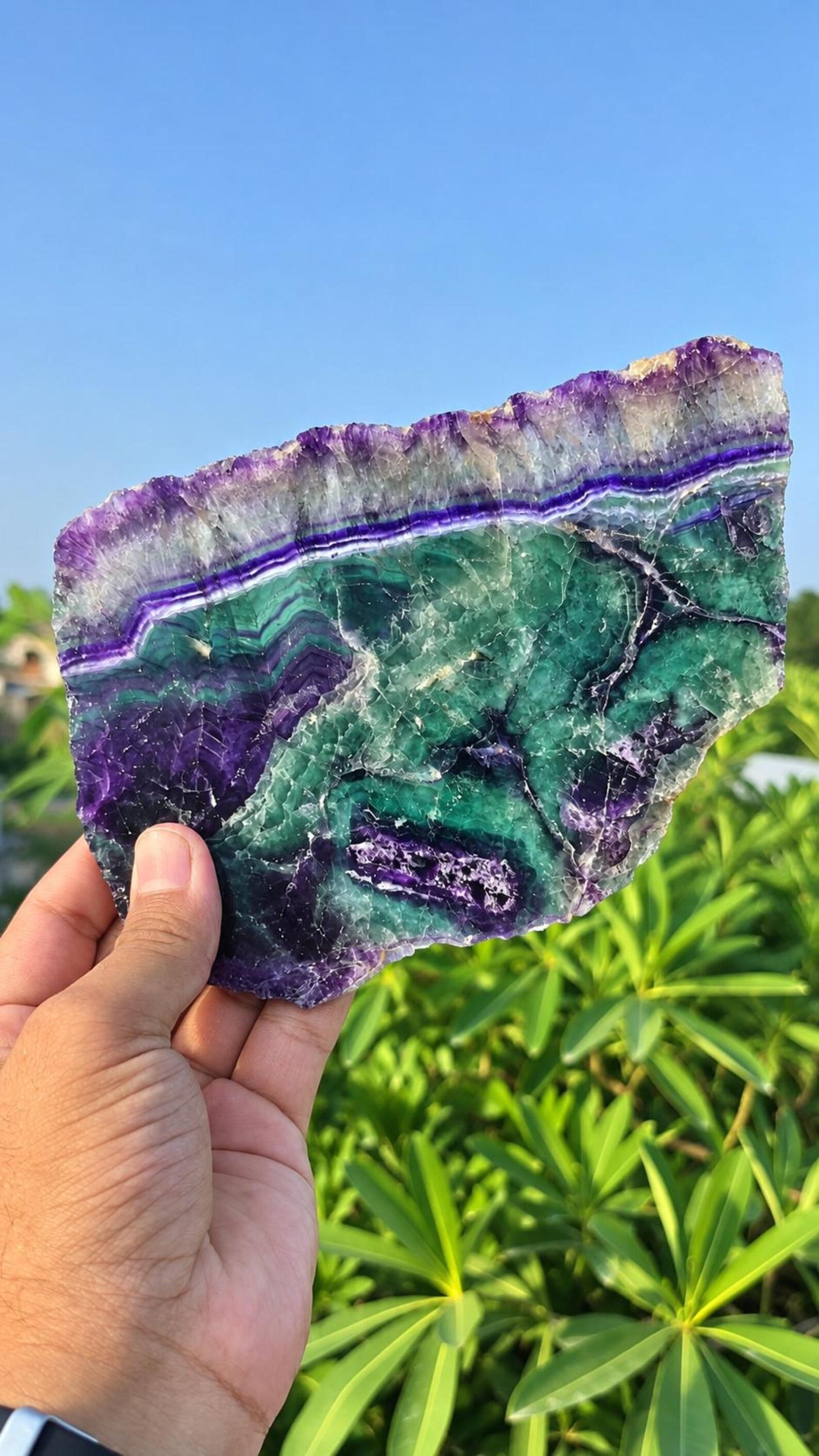 Large Slab Rocks Large Rainbow Fluorite Slab | Natural Gemmy Crystal Slice, Colorful ...