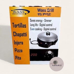 WASS Mitad Electronics – Authentic Eritrean & Ethiopian Injera Maker | 220V Electric Griddle with Lid | Mogogo | 1 year Guarantee