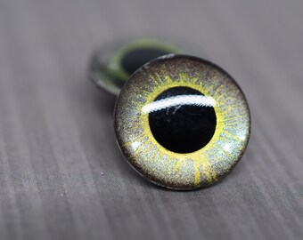 OOAK oak brown and gold Handpainted Blythe doll eyechips set. realistic, shining, unique, glowing, metallic