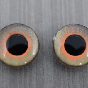 OOAK oak brown and copper Handpainted Blythe doll eyechips set. realistic, shining, unique, glowing, metallic