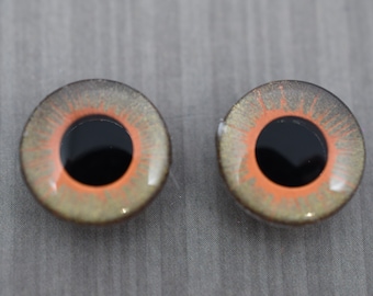 OOAK oak brown and copper Handpainted Blythe doll eyechips set. realistic, shining, unique, glowing, metallic