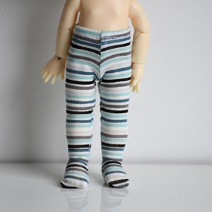 Little turquoise / black / grey/ blue  striped tights / pantyhose for lati yellow / pukifee / middle blythe dolls. glow in the dark stars