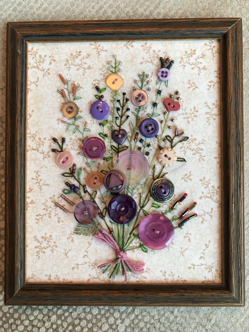 Antique Button Art Bouquet Etsy