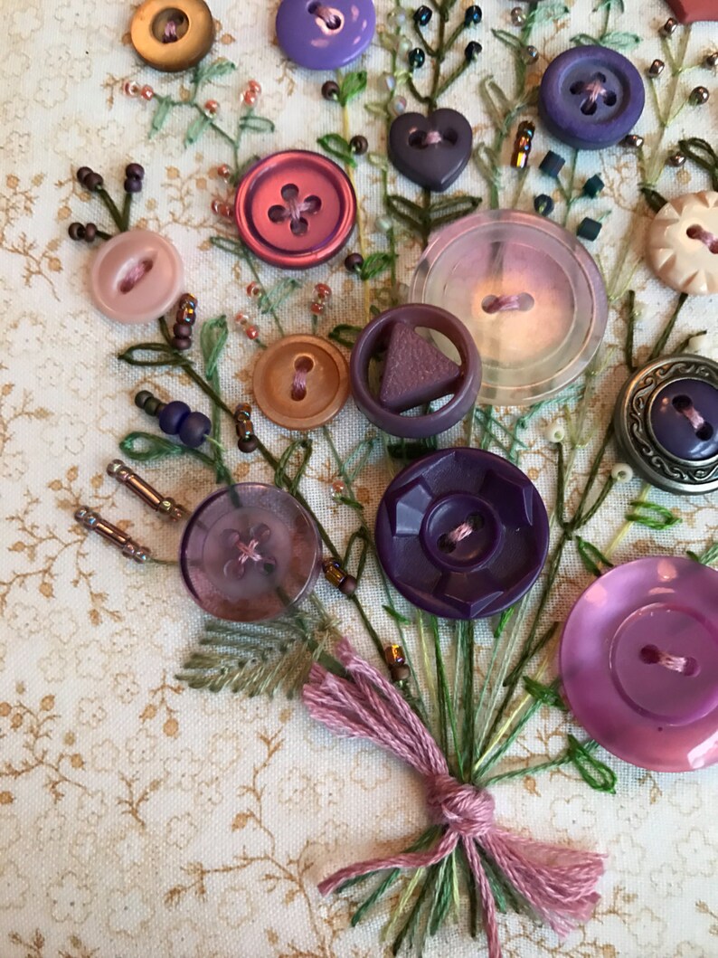 Antique Button Art Bouquet Etsy