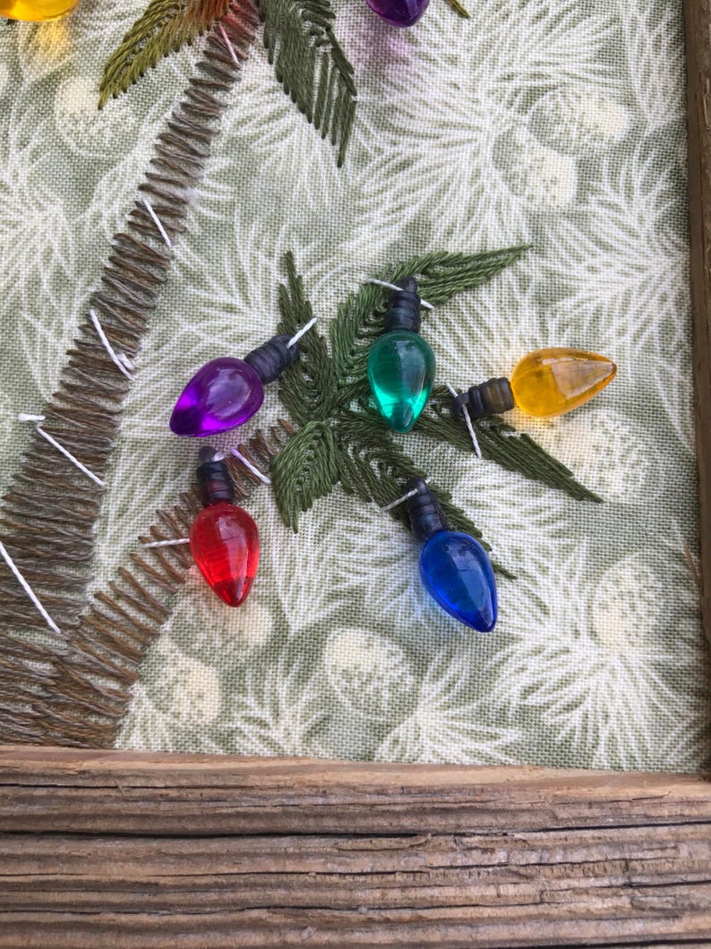 Embroidered Palm Trees With Christmas Light Buttons Etsy
