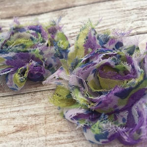 Chiffon flower- shabby frayed rosette- shabby chic flower,headband flower, 2.5&quot; shabby flower, chiffon rosette, flower trim