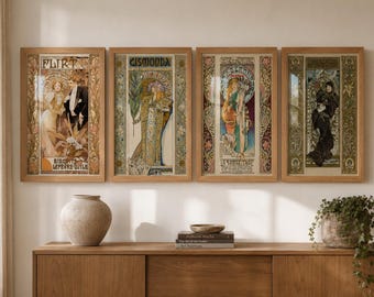 Alphonse Mucha Sarah Bernhardt Framed Wall Art, Gismonda, La Samaritaine, Lorenzaccio & Flirt, Art Nouveau Poster, A5 A4 A3, Vintage Theatre