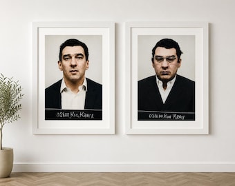 Kray Twins Mugshot Print, Ronnie & Reggie Kray Wall Art, London Gangster Photography, British Crime Poster, Vintage East End Decor
