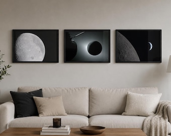 Artemis II Moon Framed Wall Art, Lunar Farside, Solar Eclipse & Earthset Space Photography, Orion Mission Print, A5 A4 A3, Astronomy Decor